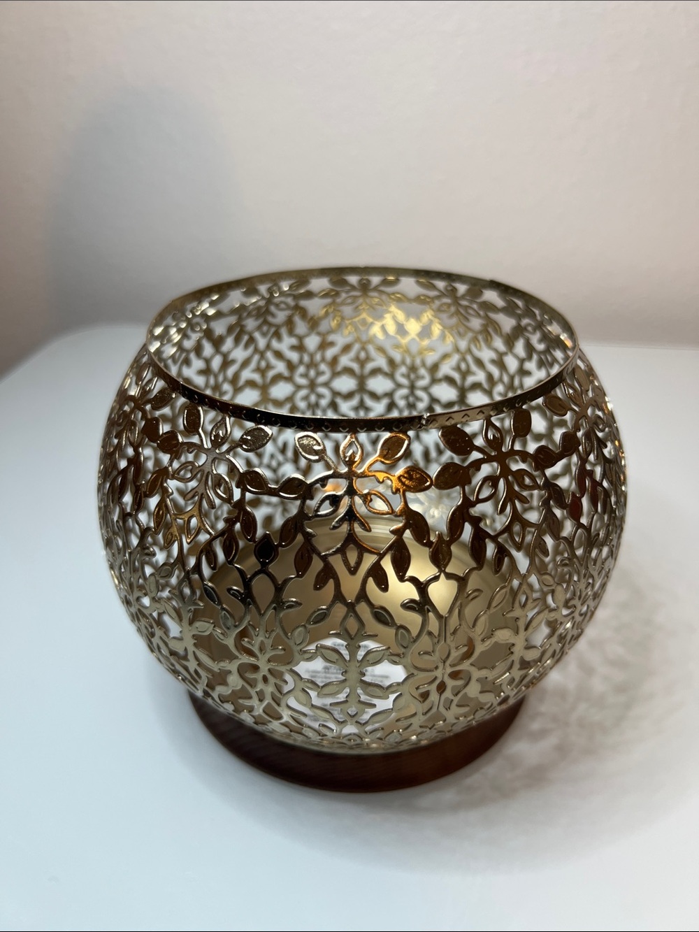 Gold Floral Metal Cutout Candle Holder - Home Accents